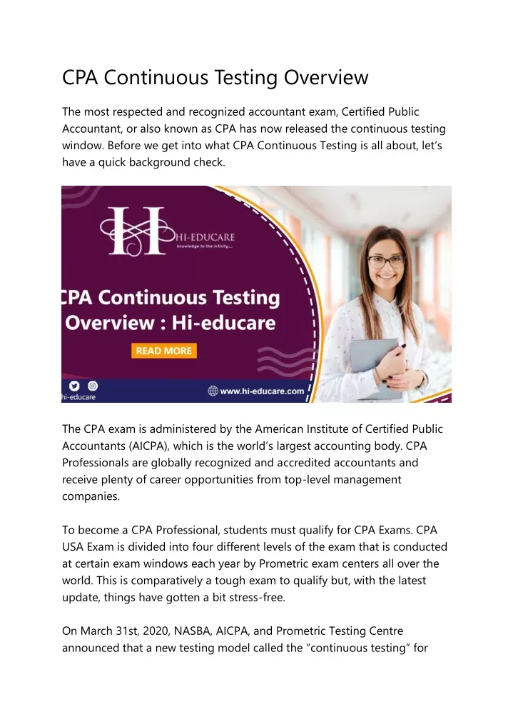 cpa continuous testing overview