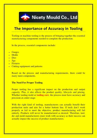the importance of accuracy in tooling