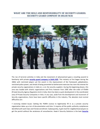 WHAT ARE THE ROLE AND RESPONSIBILITY OF SECURITY GUARDS: SECURITY GUARD COMPANY IN DELHI NCR