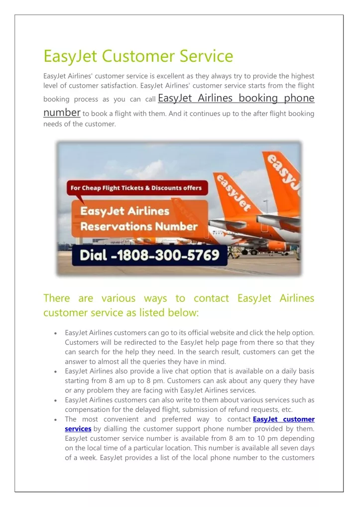 easyjet customer service