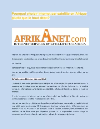 Pourquoi choisir Internet par satellite en Afrique plutôt que le haut débit?