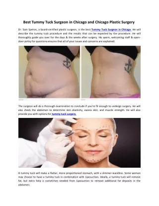 Best Tummy Tuck Surgeon in Chicago and Chicago Plastic Surgery