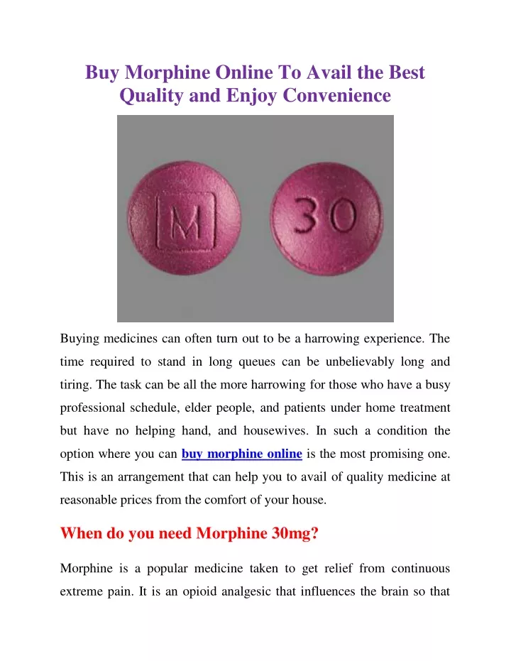 buy morphine online to avail the best quality