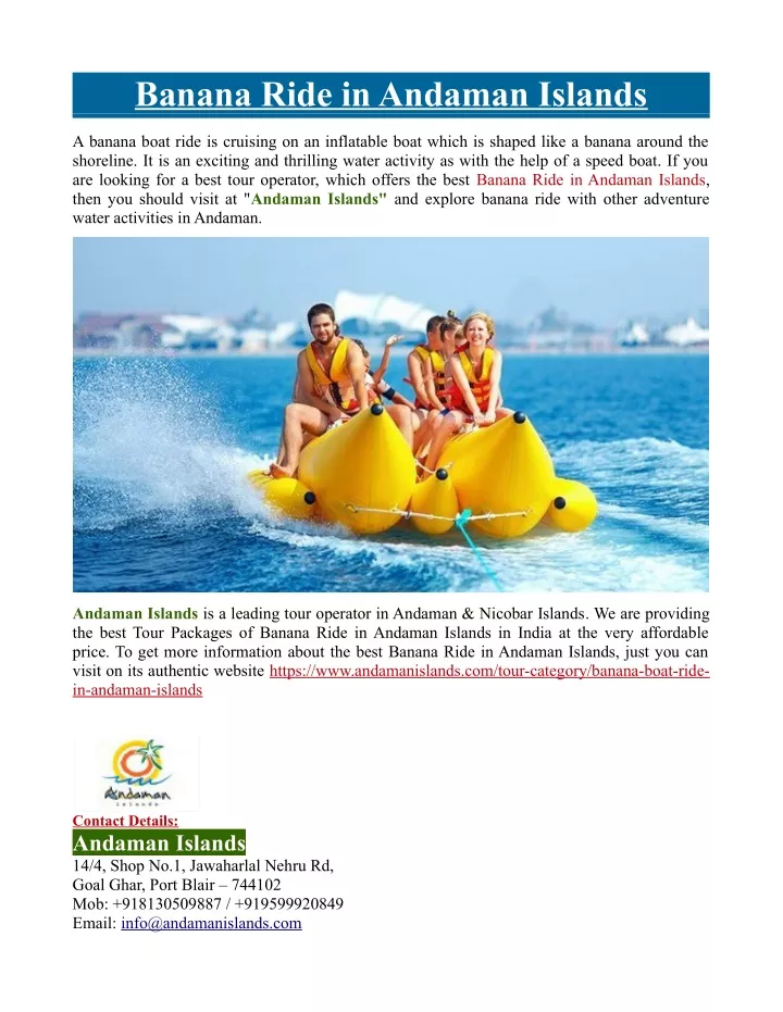 banana ride in andaman islands