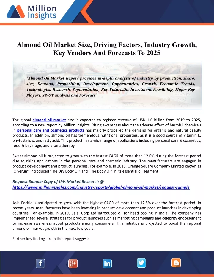 almond oil market size driving factors industry
