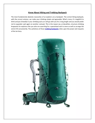 Know About Hiking and Trekking Backpack