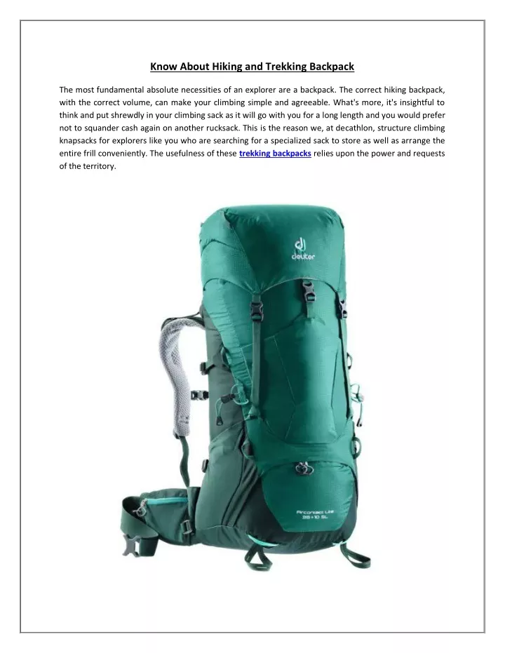 know about hiking and trekking backpack