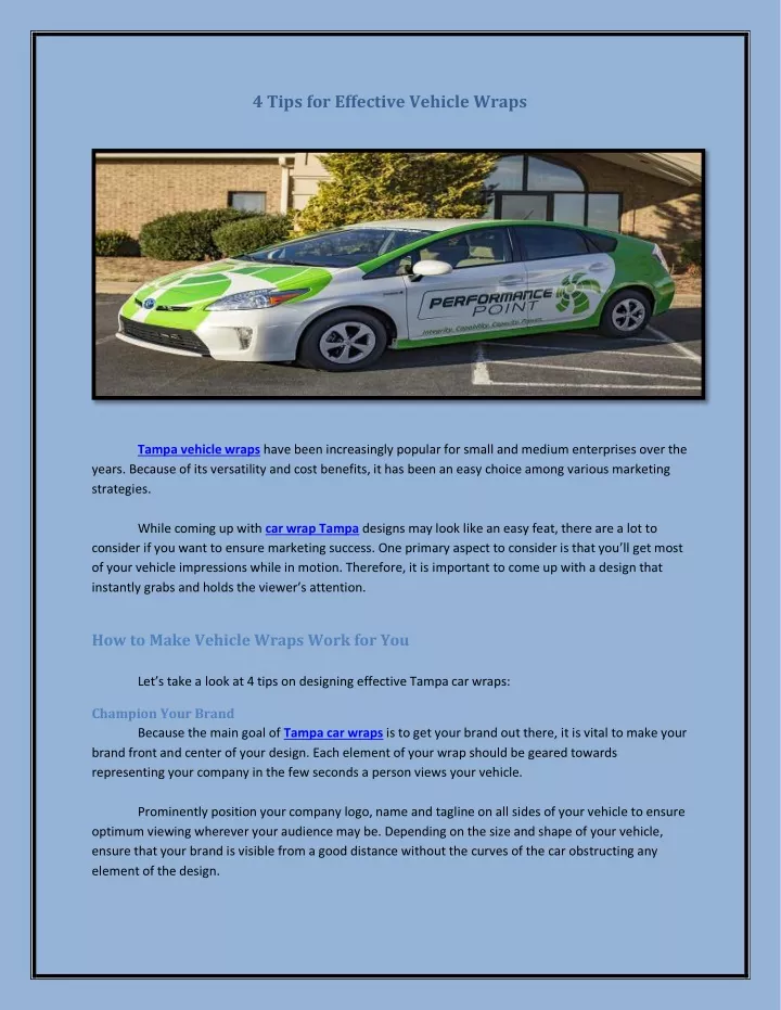 4 tips for effective vehicle wraps