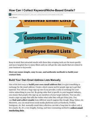 how can i collect keyword niche based emails