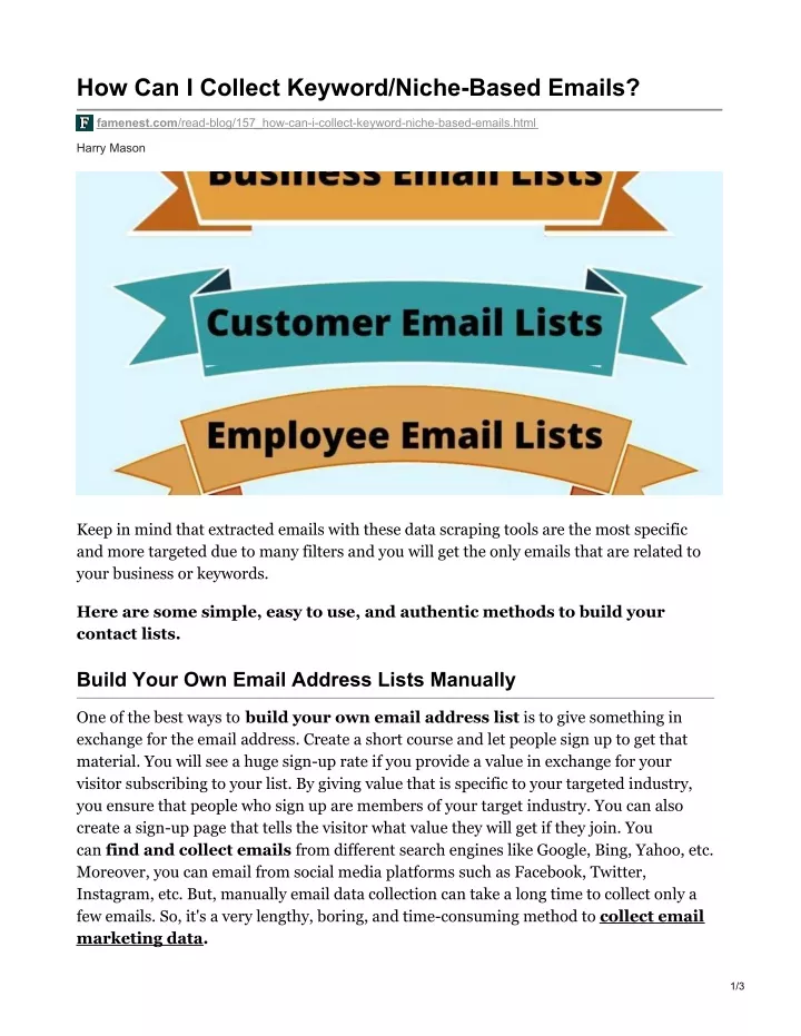 how can i collect keyword niche based emails