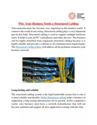 why your business needs a structured cabling