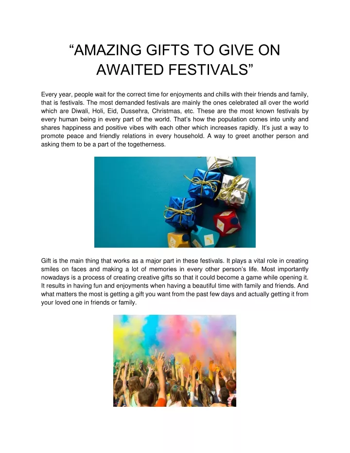 amazing gifts to give on awaited festivals