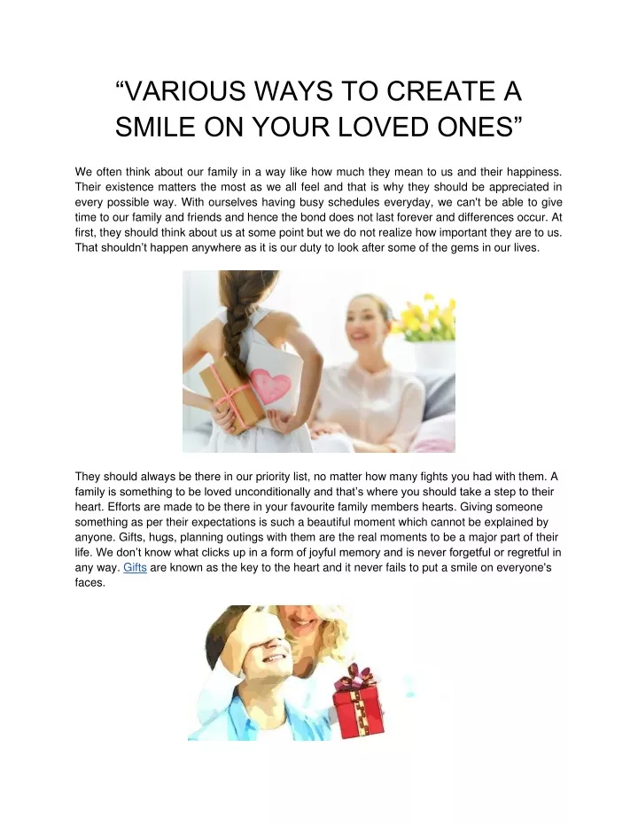various ways to create a smile on your loved ones