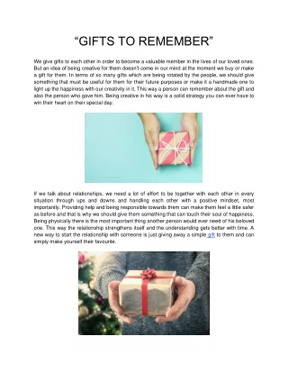 “GIFTS TO REMEMBER”