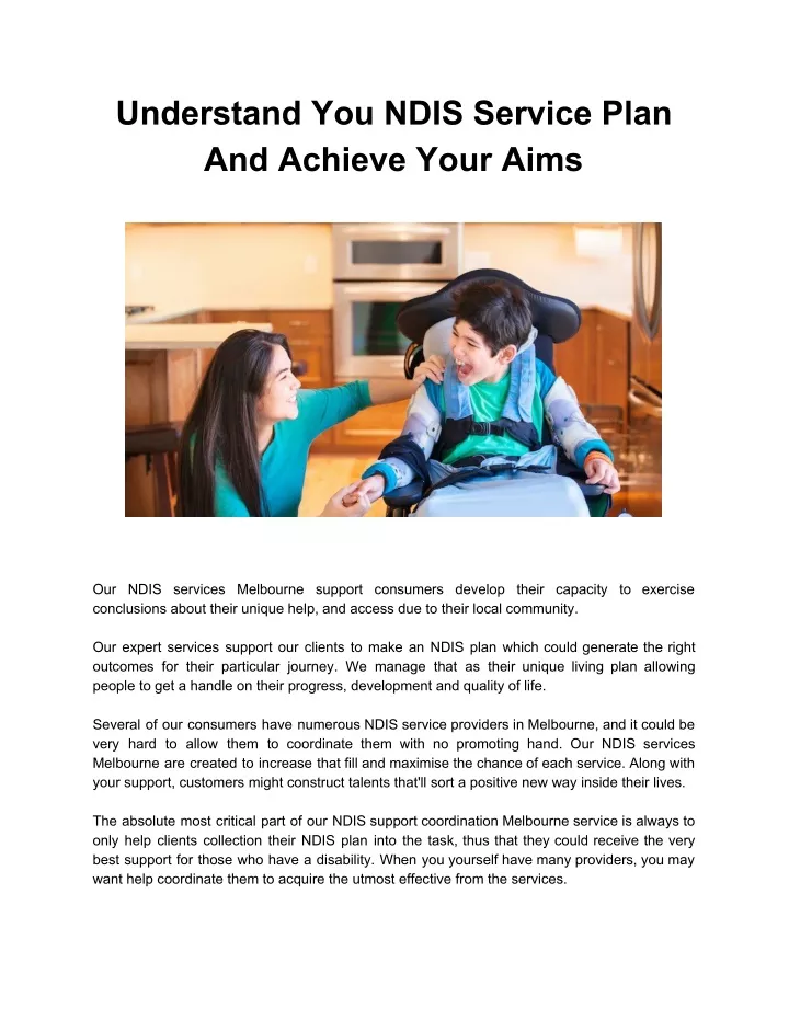 understand you ndis service plan and achieve your