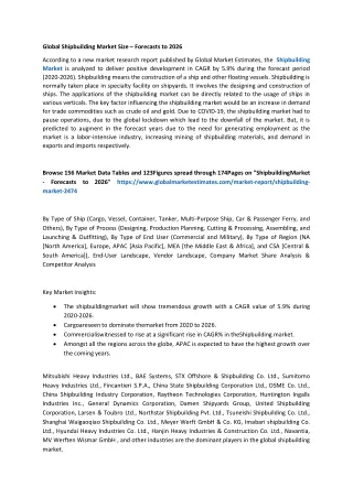 global shipbuilding market size forecasts to 2026