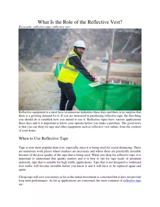 what is the role of the reflective vest keywords