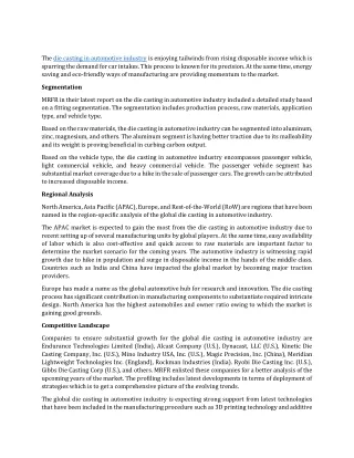 the die casting in automotive industry