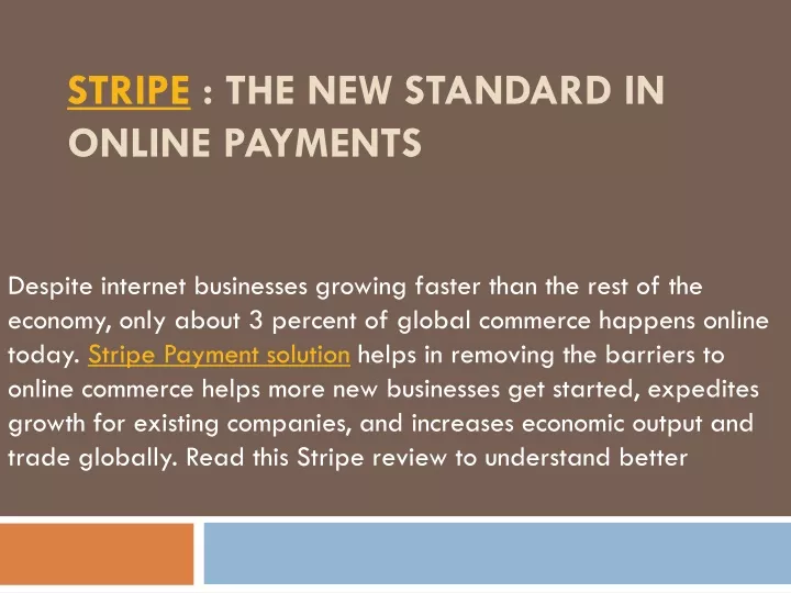 stripe the new standard in online payments