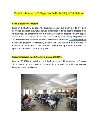 best architecture colleges in delhi ncr mbs school