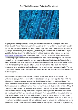 see what is blockchain today on the internet