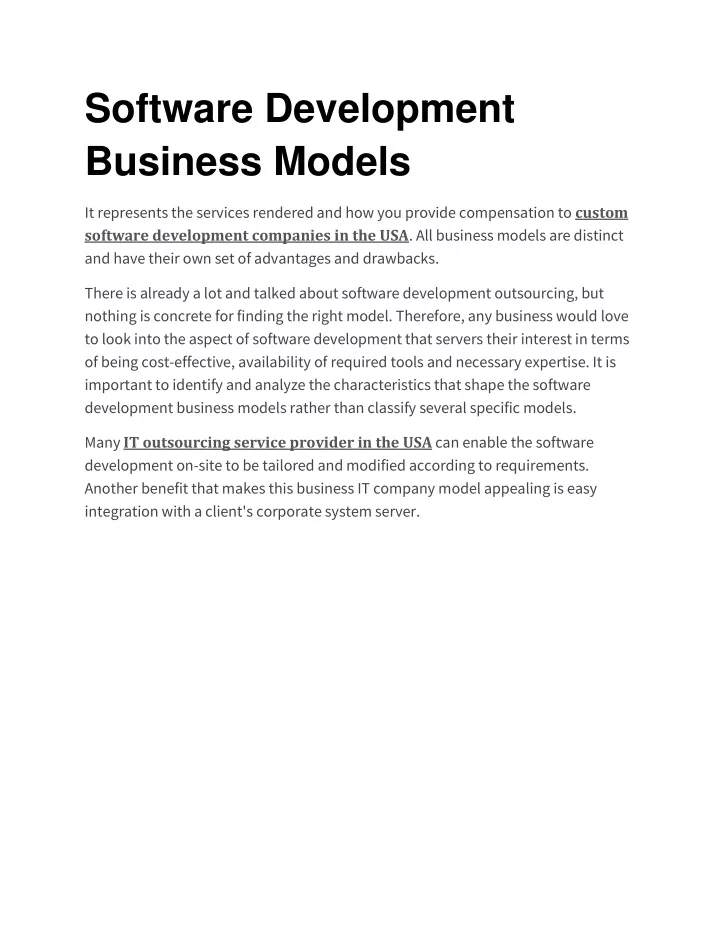 software development business models