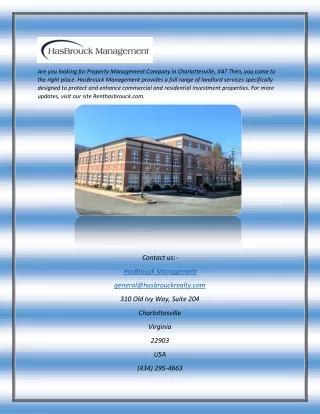 Best Property Management Charlottesville VA | HasBrouck Management