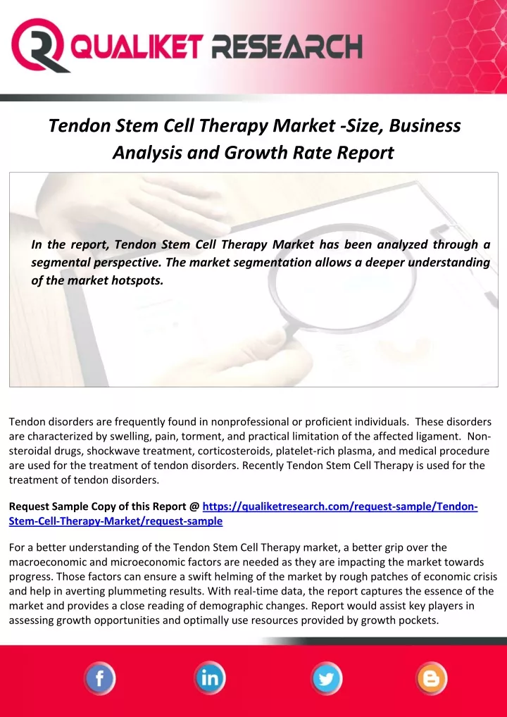 tendon stem cell therapy market size business