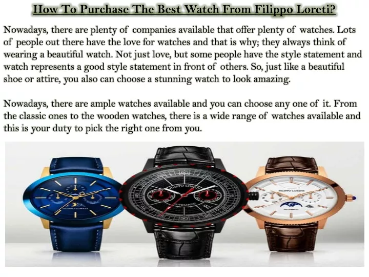 how to purchase the best watch from filippo loreti