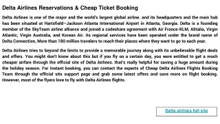 Delta Airlines Reservations & Cheap Ticket Booking