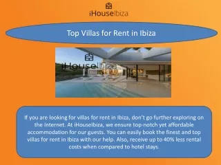Top Villas for Rent in Ibiza
