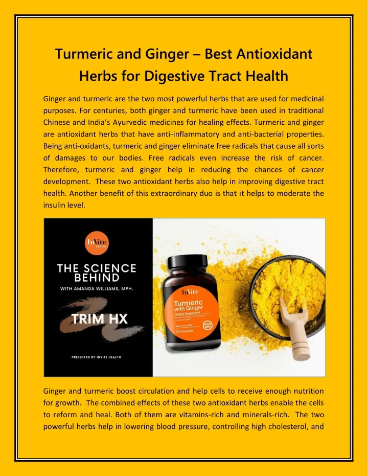 turmeric and ginger best antioxidant herbs