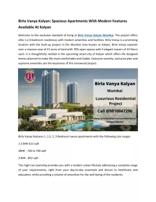 birla vanya kalyan spacious apartments with