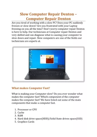 slow computer repair denton computer repair