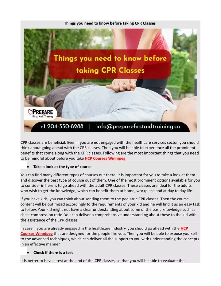 things you need to know before taking cpr classes