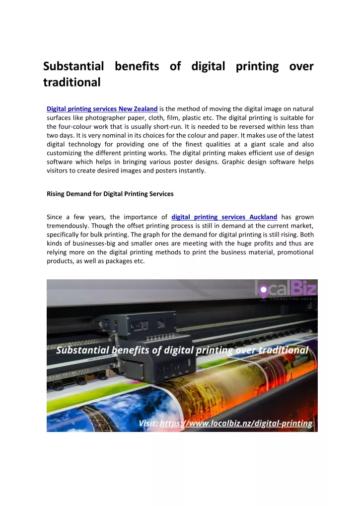 substantial benefits of digital printing over