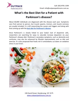 What’s the Best Diet for a Patient with Parkinson’s disease?