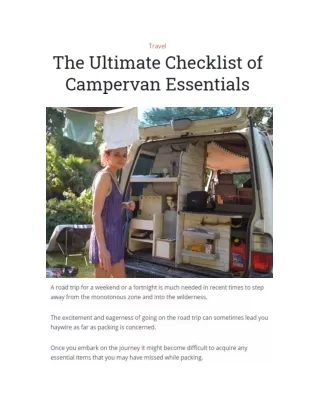 The Ultimate Checklist of Campervan Essentials