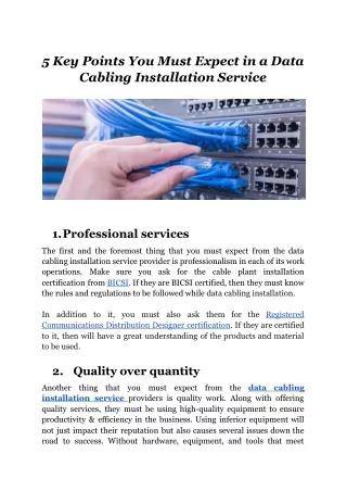 5 key points you must expect in a data cabling