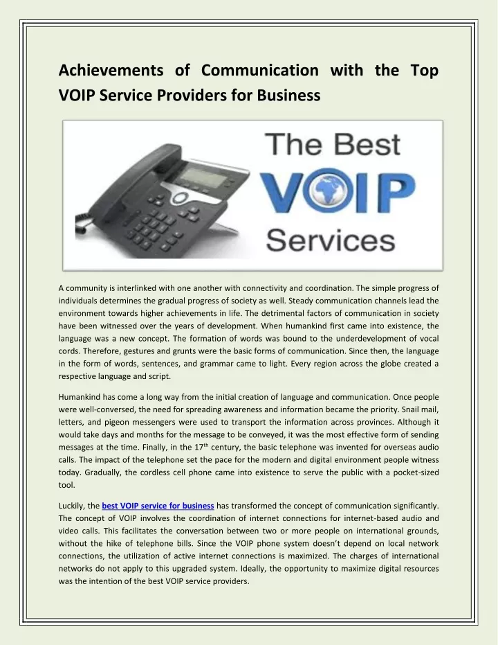 achievements of communication with the top voip