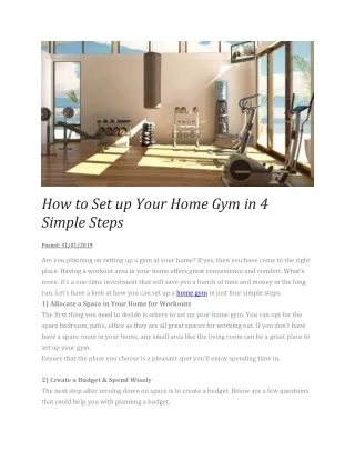 How to Set up Your Home Gym in 4 Simple Steps