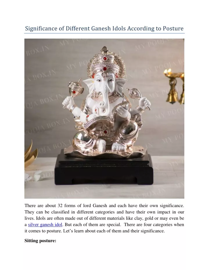 significance of different ganesh idols according