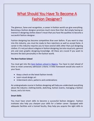 what should you have to become a what should