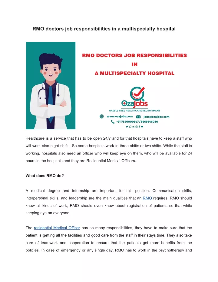 rmo doctors job responsibilities