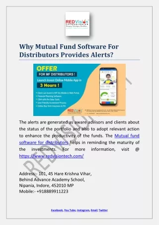 why mutual fund software for distributors