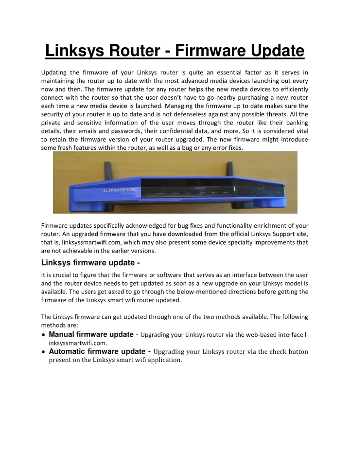 linksys router firmware update
