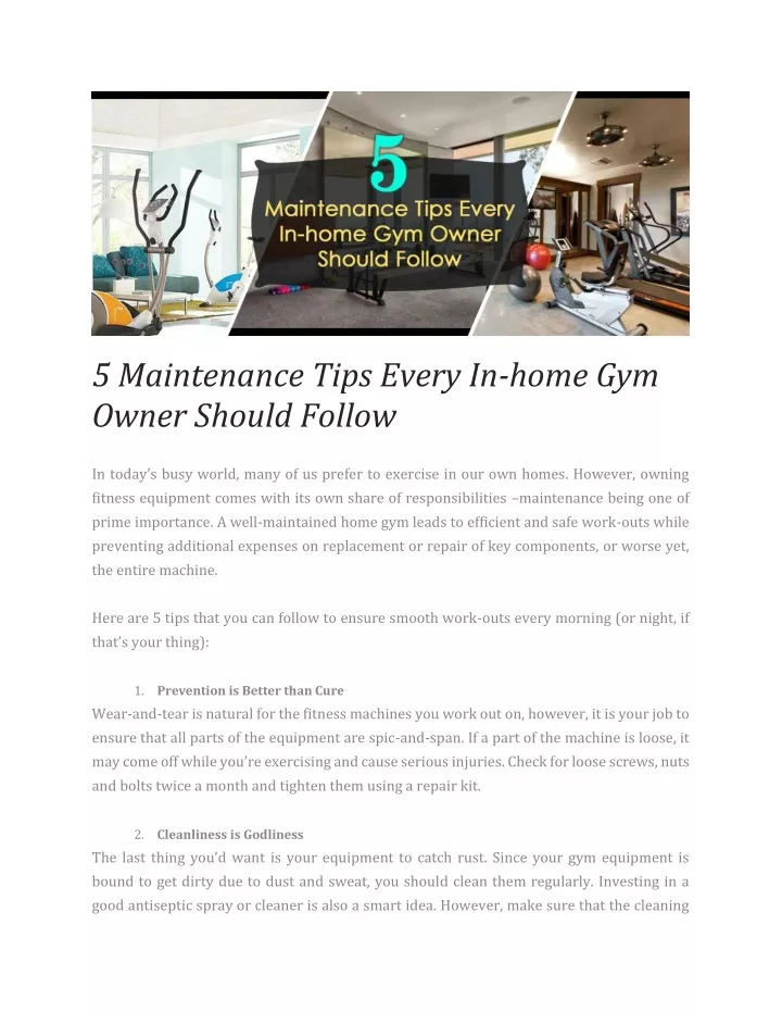 5 maintenance tips every in home gym owner should