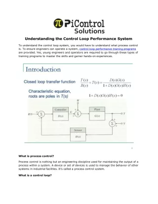 Understanding the Control Loop Performance System