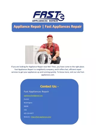 Appliance Repair | Fast Appliances Repair