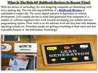 what is the role of boldleads reviews in recent